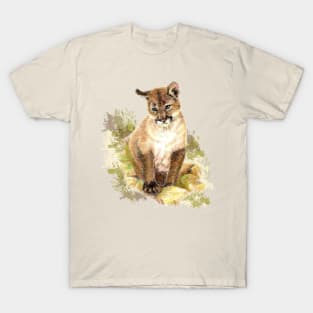 Watercolor Cougar Mountain Lion Cub T-Shirt